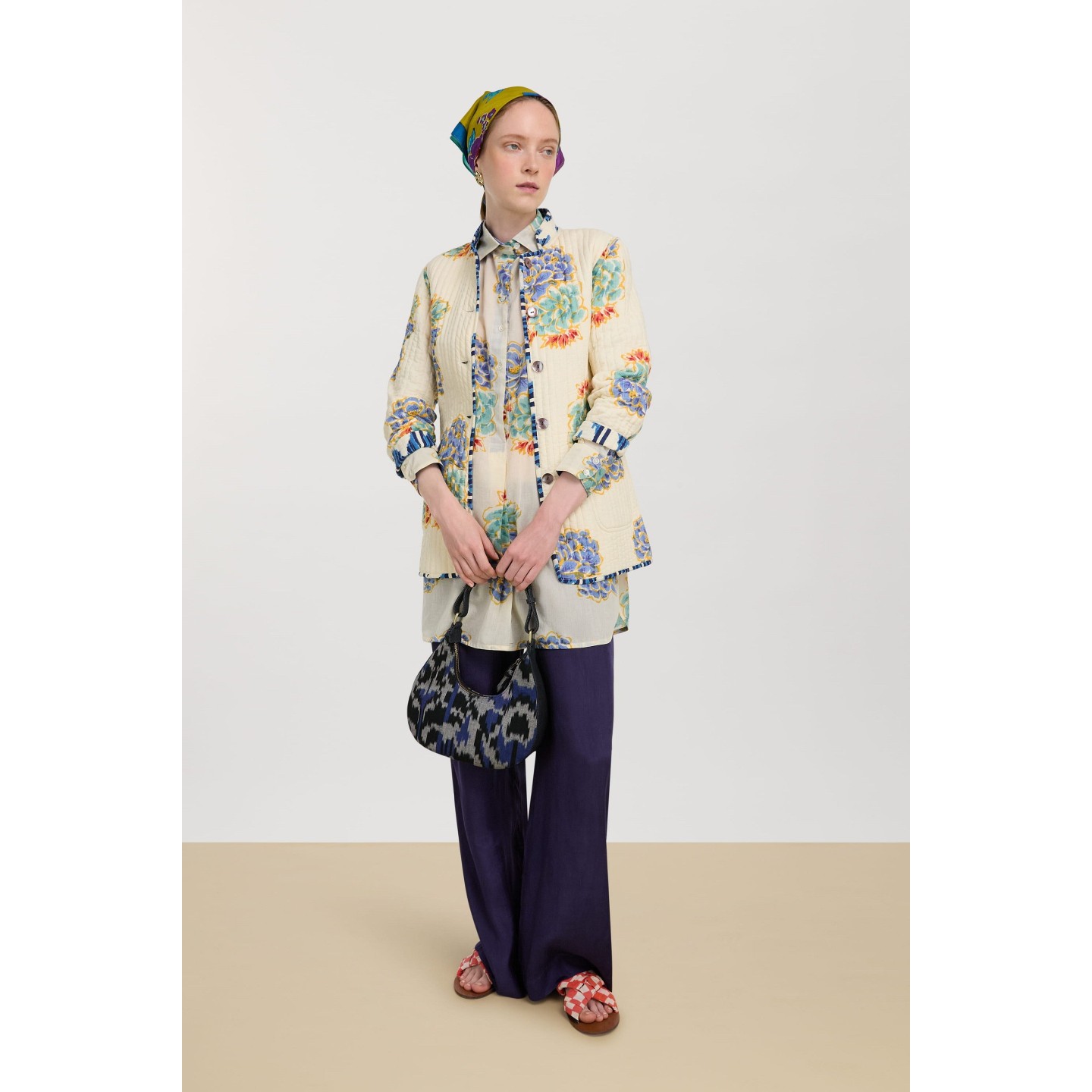 Jhodpuri Jacket Ikat Arrow Blue