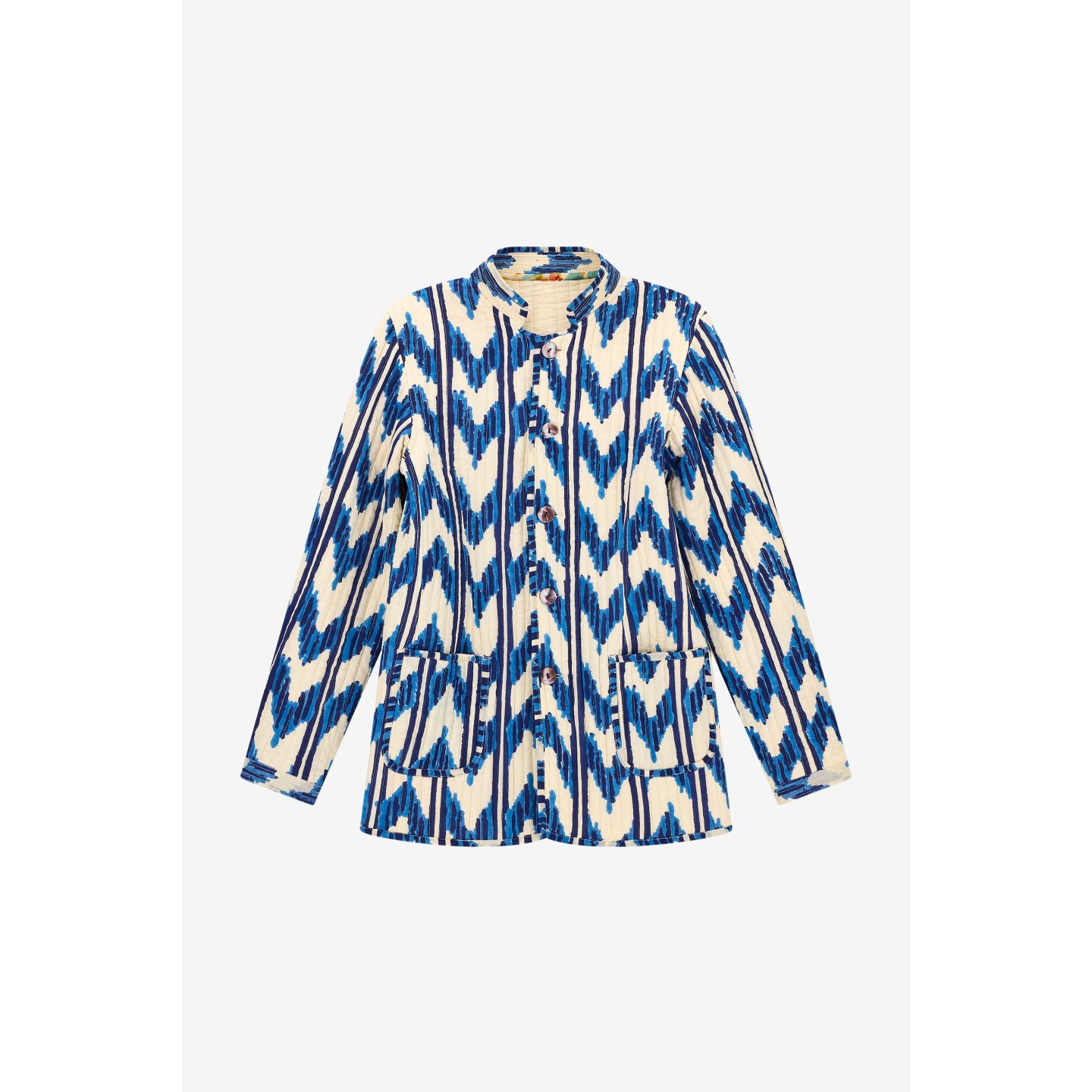 Giacca Jhodpuri Ikat Arrow Blue