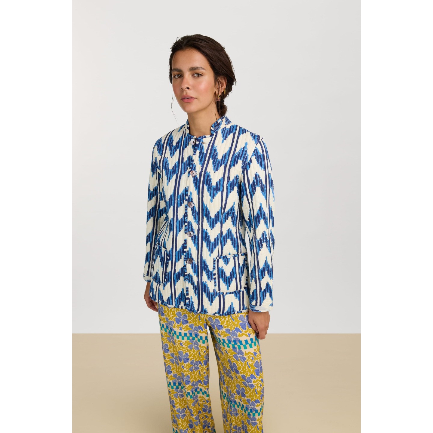 Giacca Jhodpuri Ikat Arrow Blue