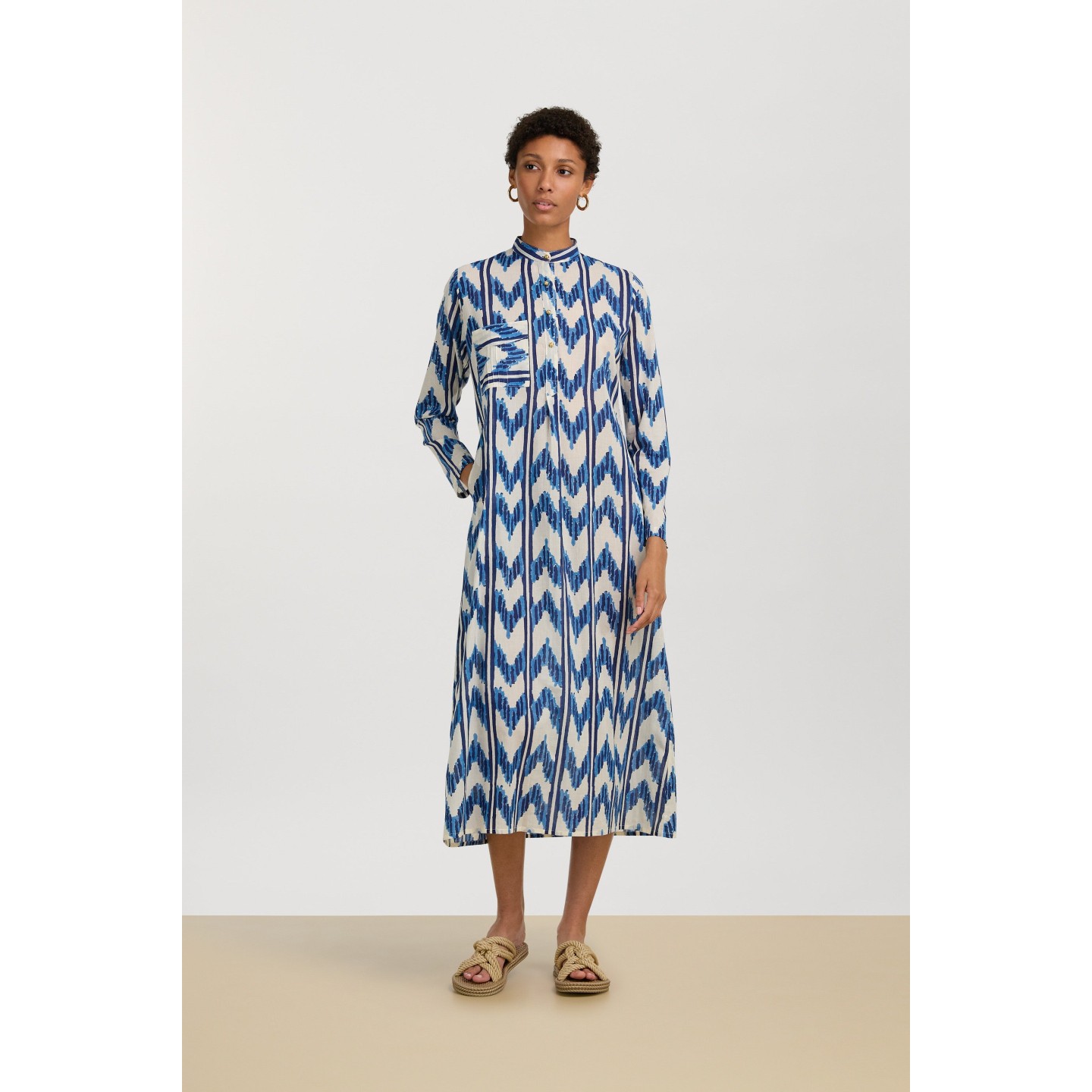 Kurta Lunga Ikat Arrow Blue