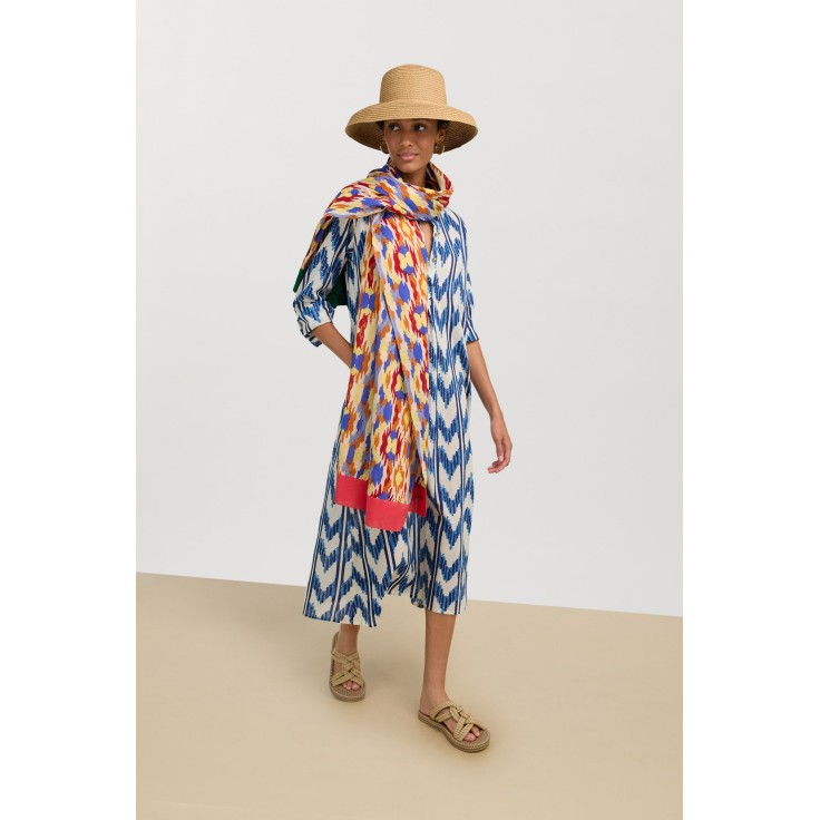 Long Kurta Ikat Arrow Blue