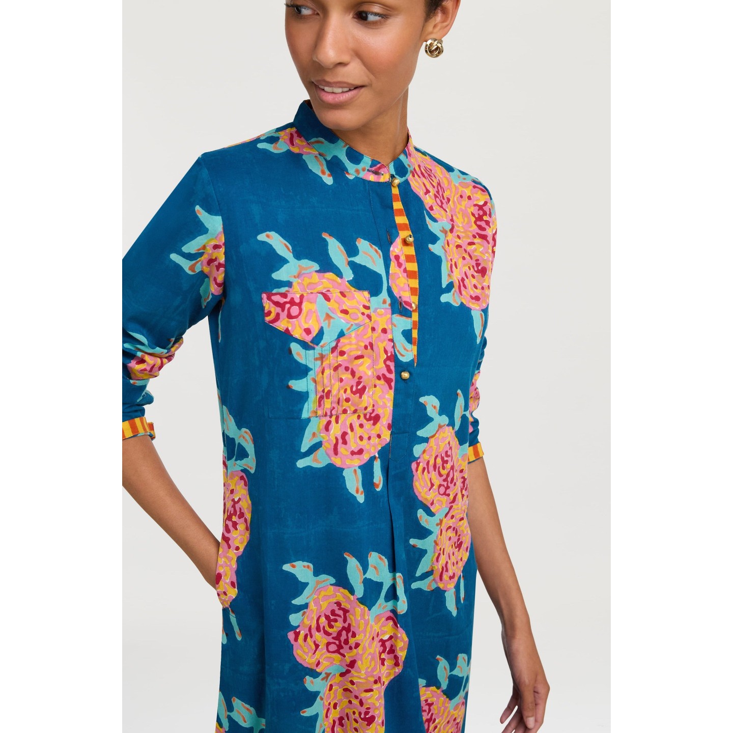 Kurta Lunga Leopard Flower Dark Teal