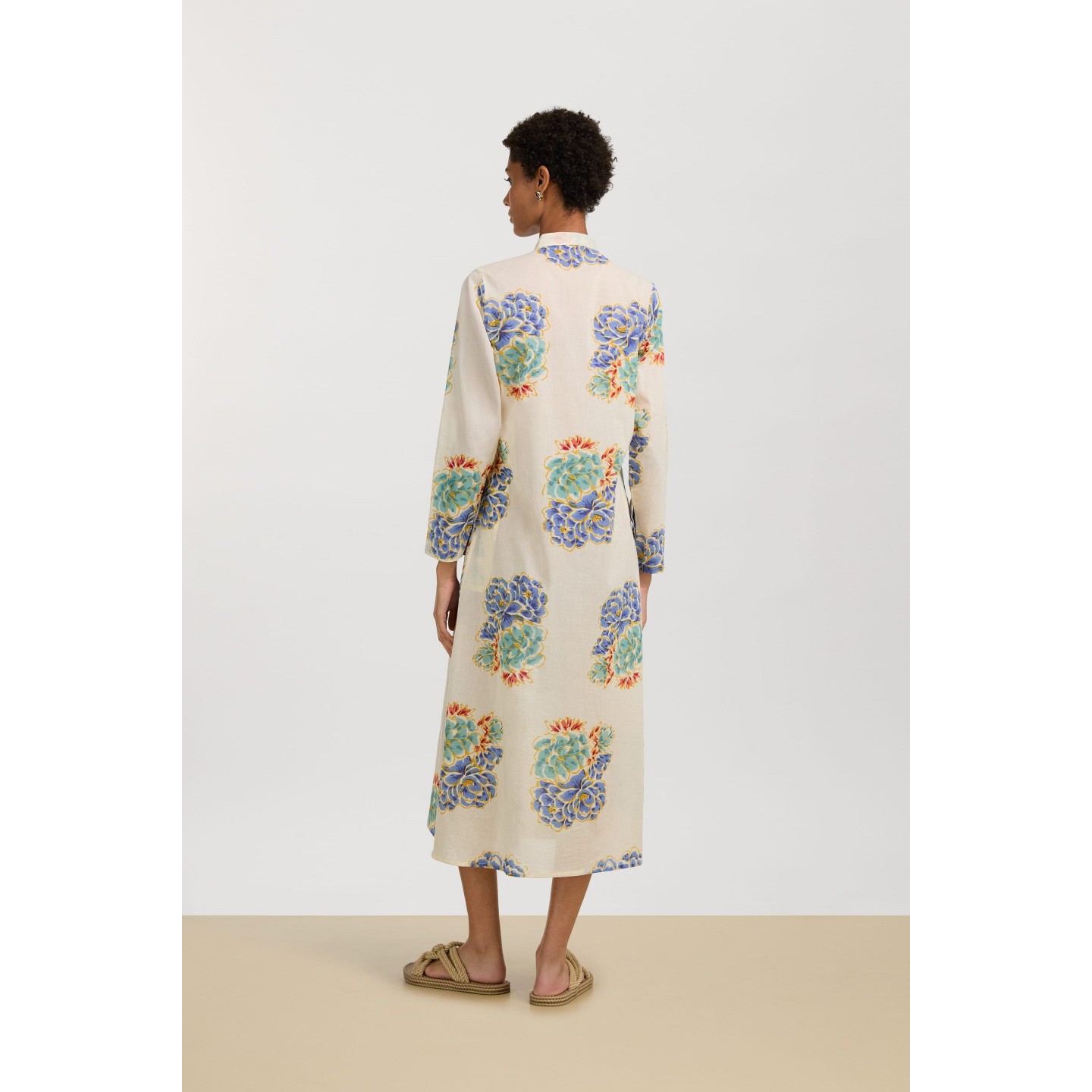 Long Kurta Positano Flower Plumbago