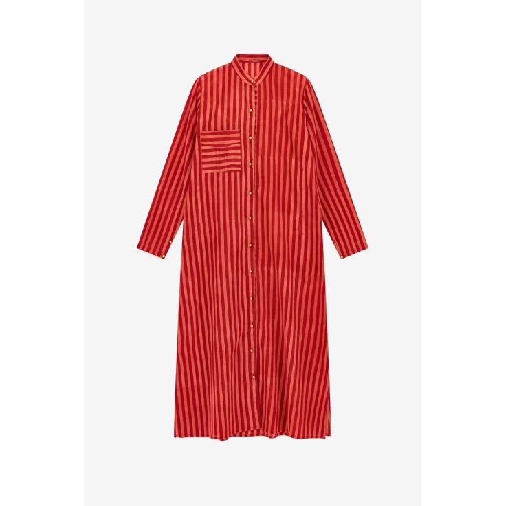 Kurta Lunga Aperta Mini Stripes Rossa