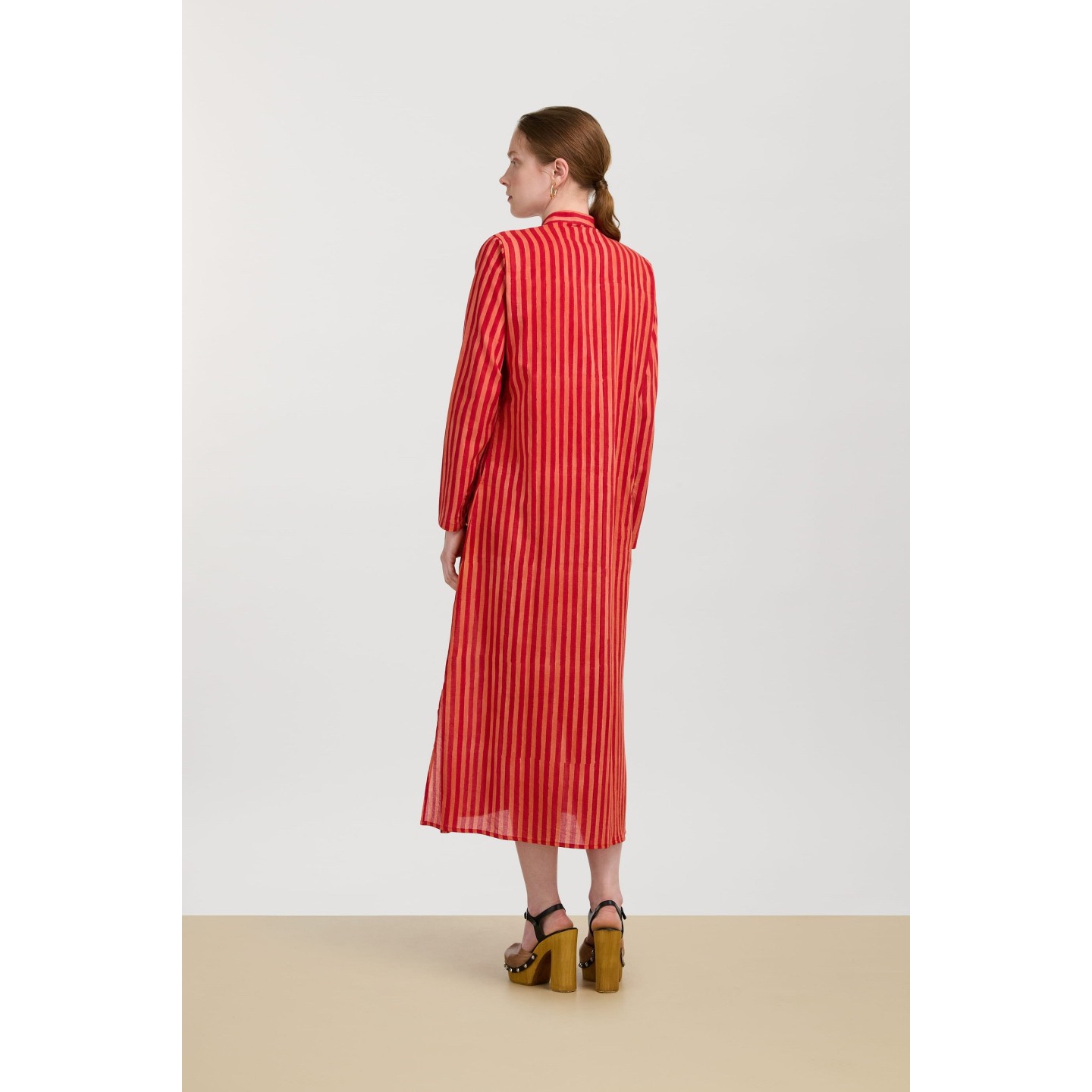 Kurta Lunga Aperta Mini Stripes Rossa