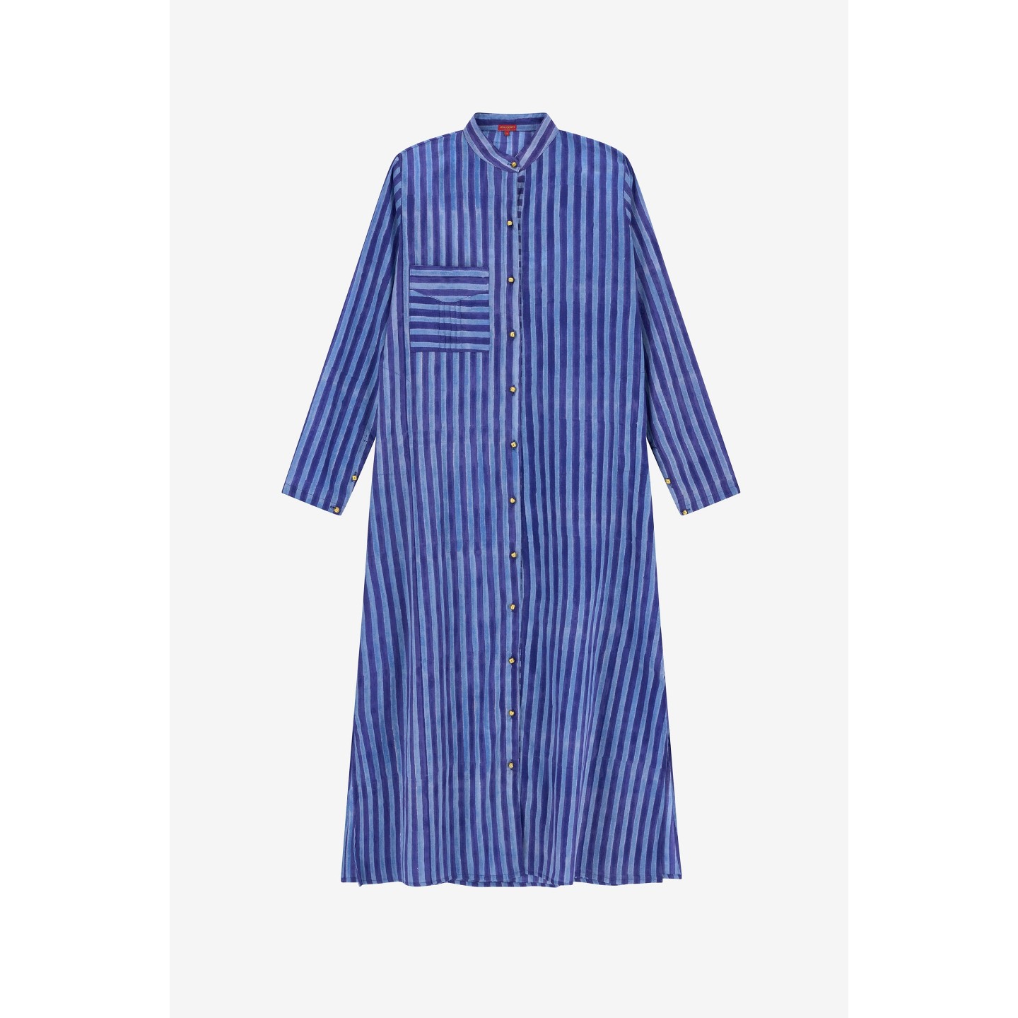 Long Open Kurta Mini Stripes Plumbago