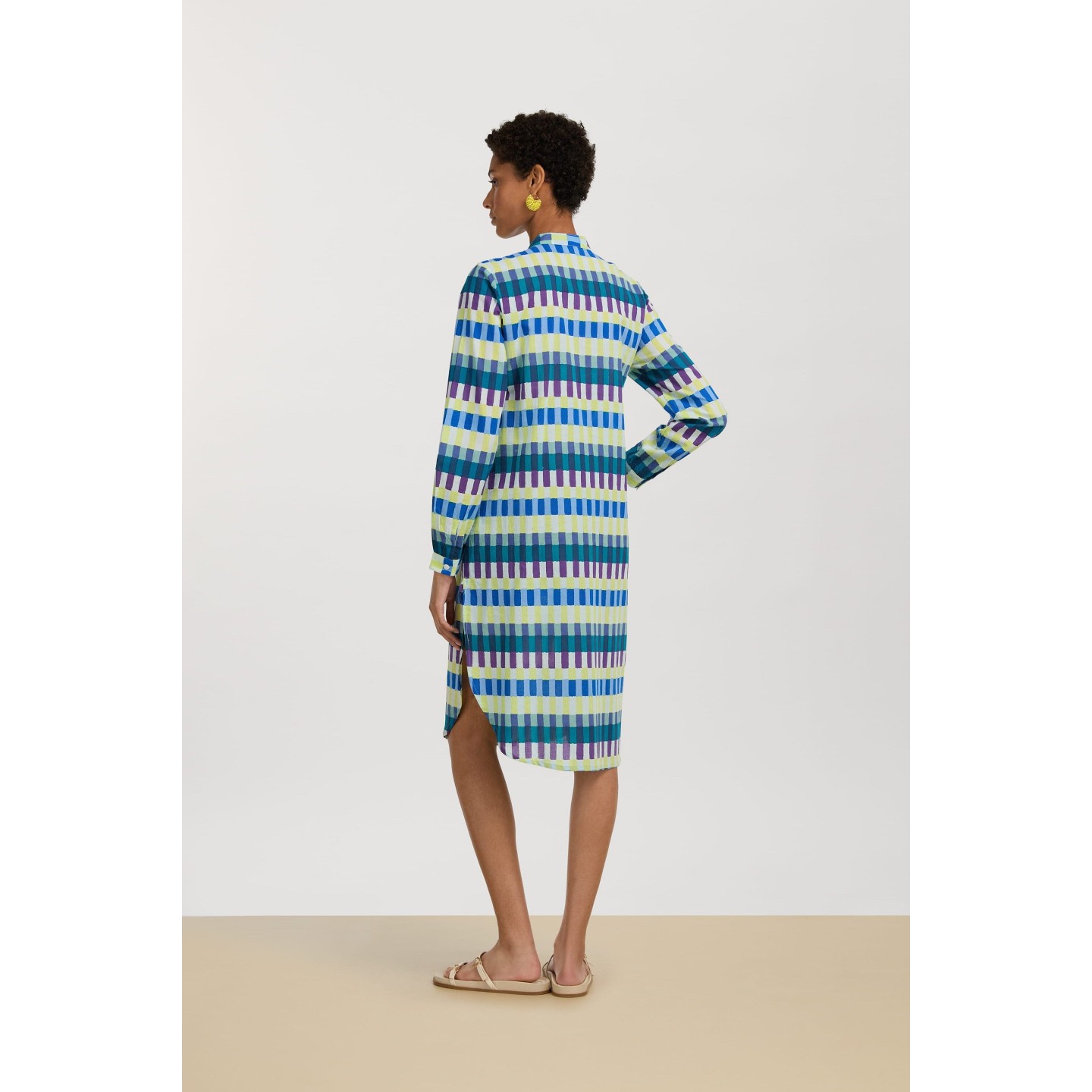 Camicia lunga nico kusama checkdark teal