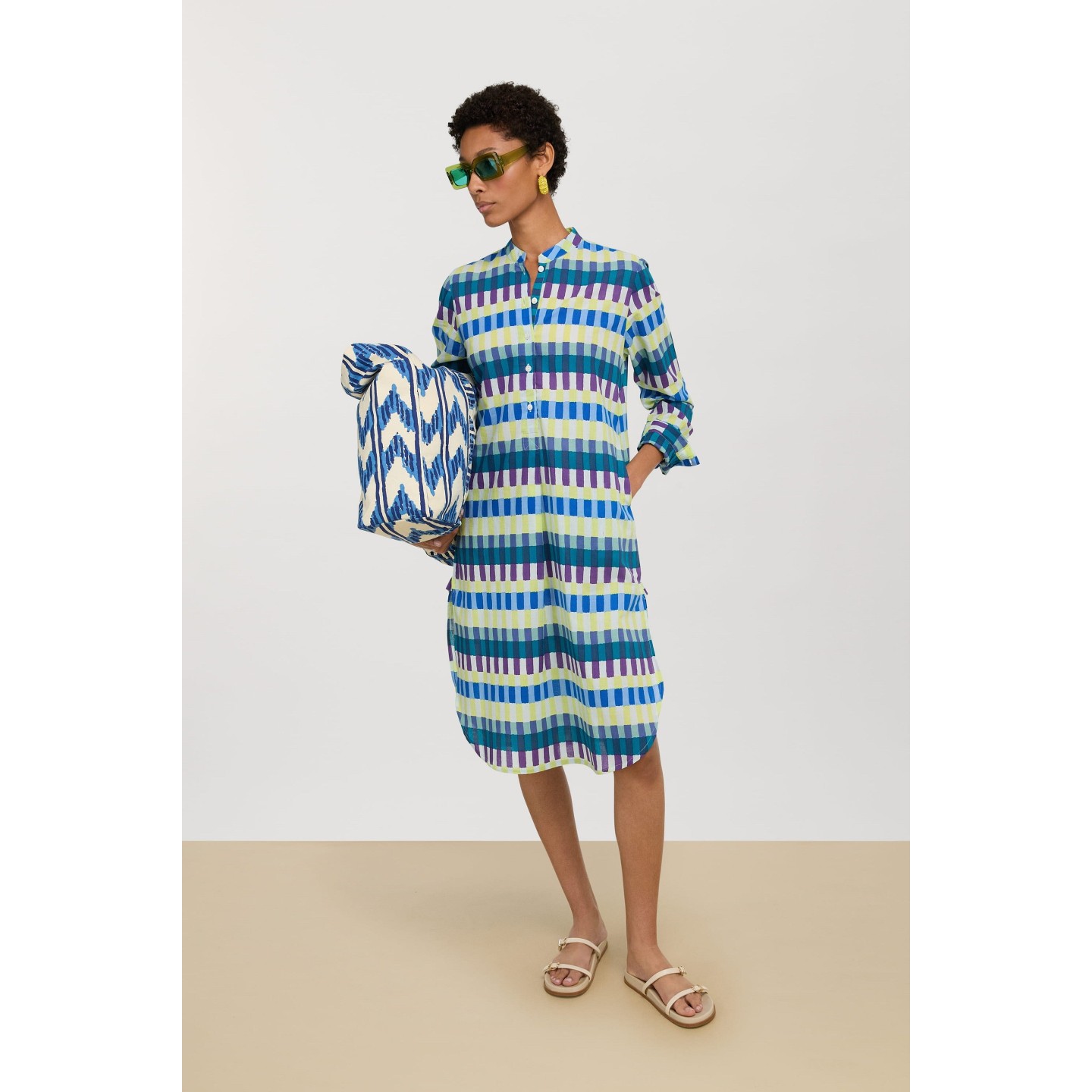 Camicia lunga nico kusama checkdark teal