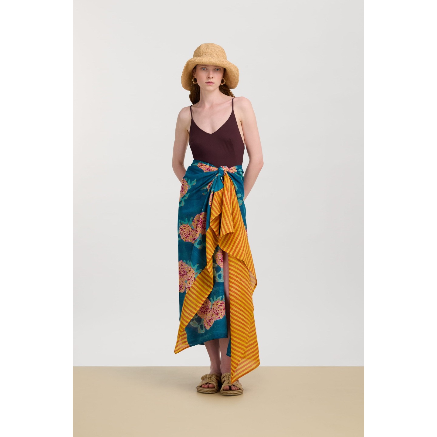 Pareo leopard flower teal