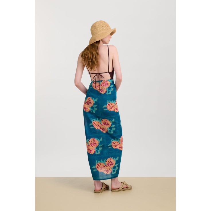 Sarong leopard flower teal