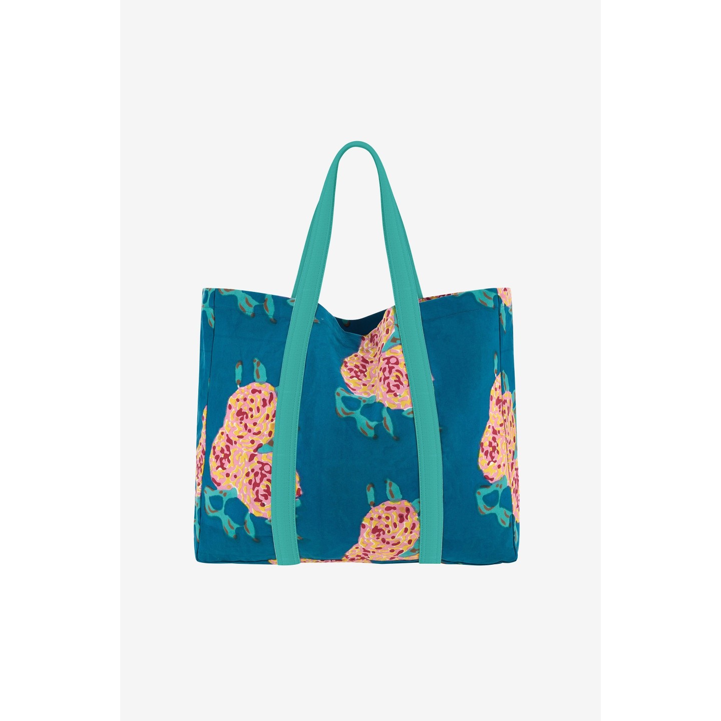 borsa shopping leopard flower teal