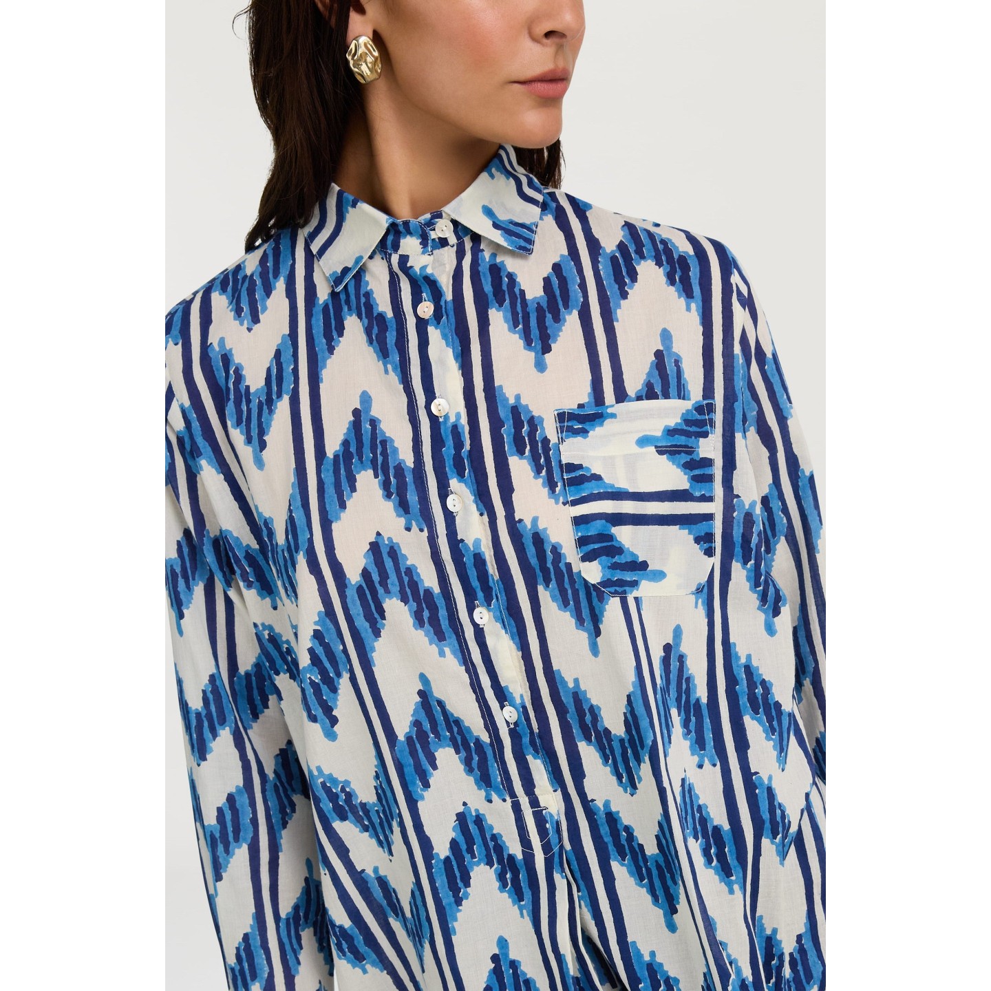 Ube Shirt Ikat Arrow Blue