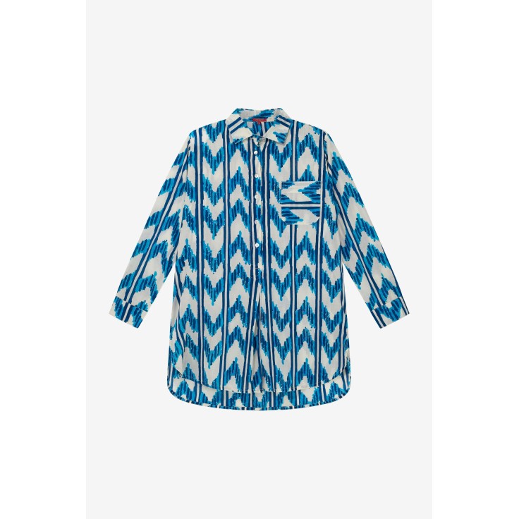 Ube Shirt Ikat Arrow Blue