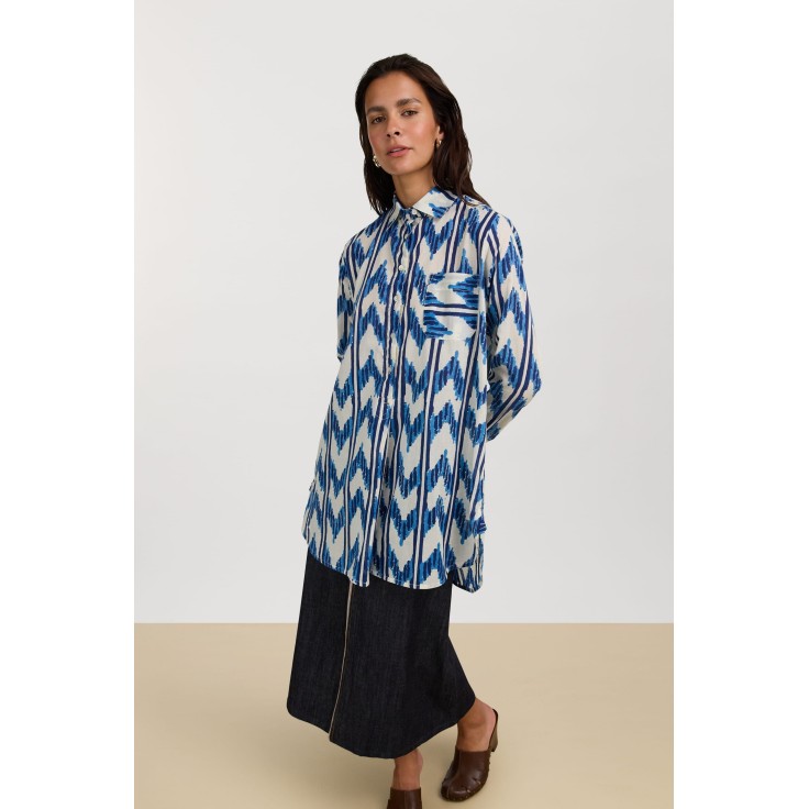 Ube Shirt Ikat Arrow Blue