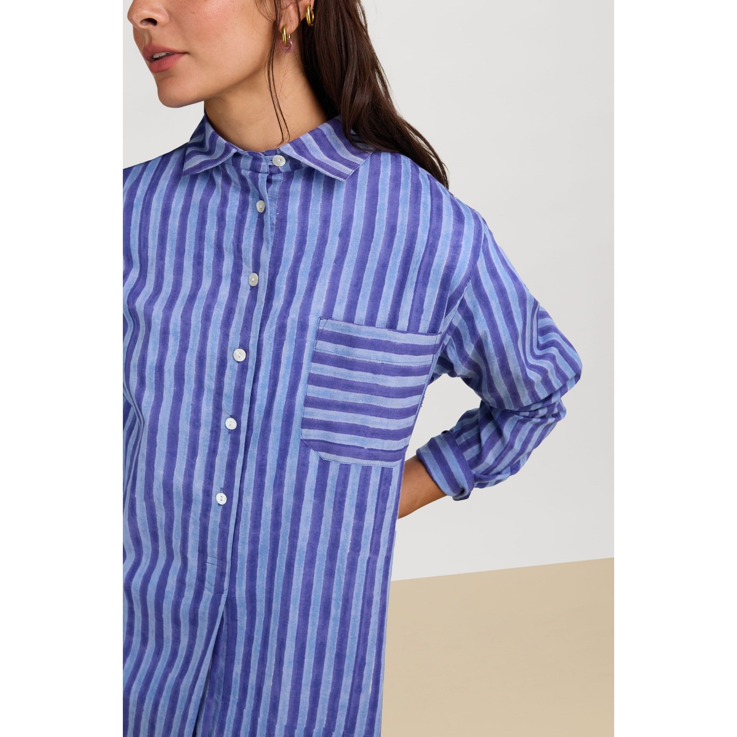 Camicia Ube Mini Stripes Plumbago